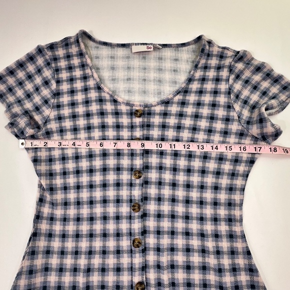 SO Girls Plaid Round Neck Swing Dress Sz XXL Short Sleeve 90s Y2K Summer - Picture 7 of 11